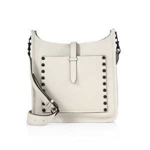 Rebecca Minkoff Unlined Feed Leather Studded Crossbody Bag White